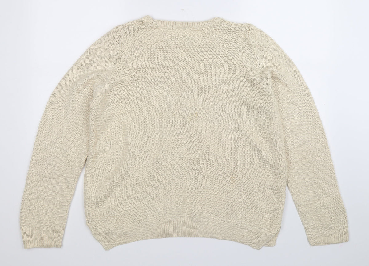George Womens White  Knit Pullover Jumper Size 14