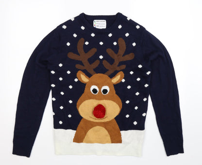 Cedar Wood State Mens Multicoloured  Knit Pullover Jumper Size XS  - Christmas