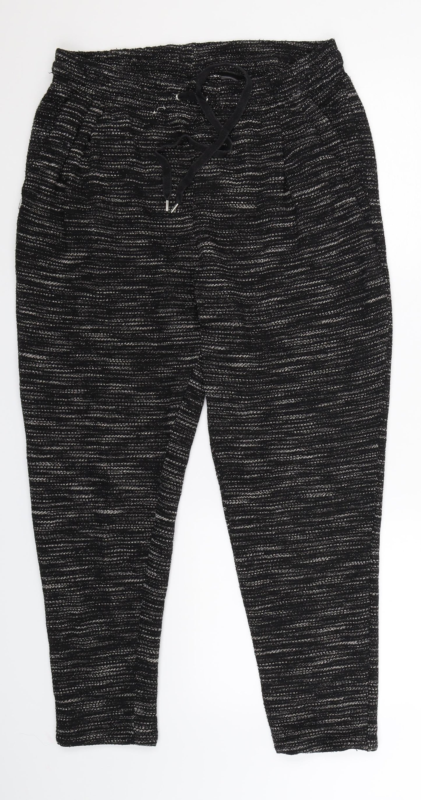 Womens UK Size 10 H&M Regular Fit Sweatpants Black Trousers