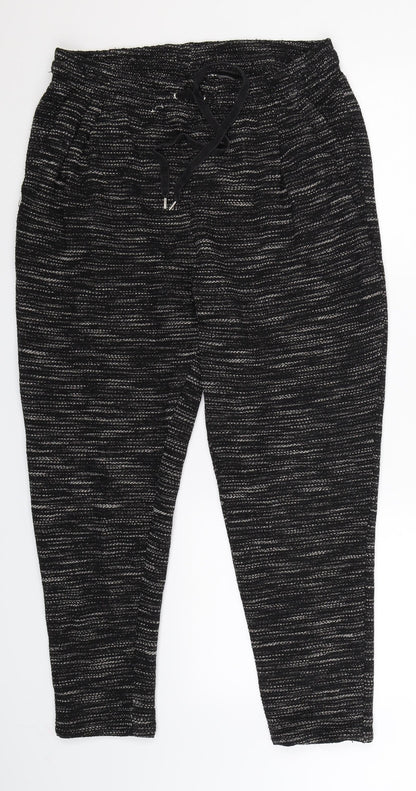 Womens UK Size 10 H&M Regular Fit Sweatpants Black Trousers