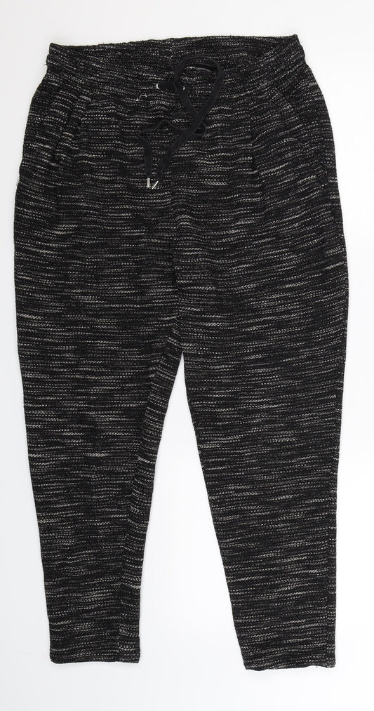 Womens UK Size 10 H&M Regular Fit Sweatpants Black Trousers