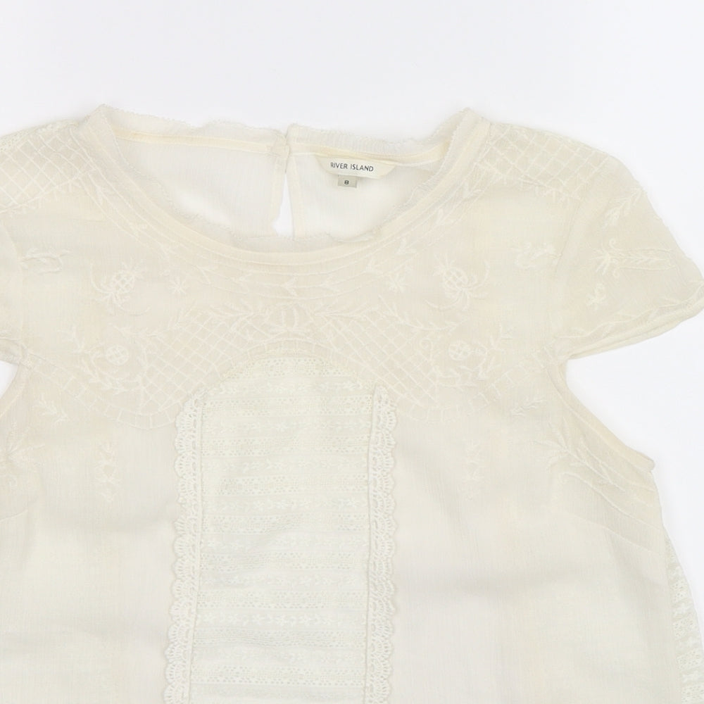 Womens UK Size 8 River Island White Camisole T-Shirt