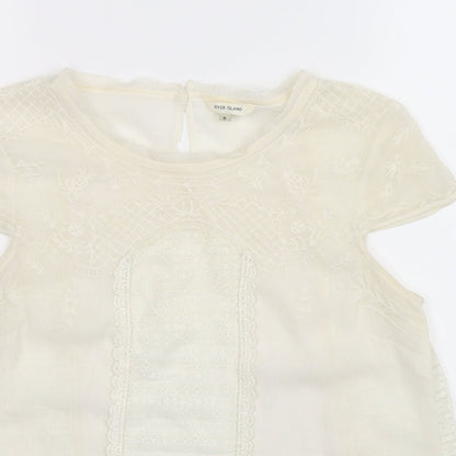 Womens UK Size 8 River Island White Camisole T-Shirt