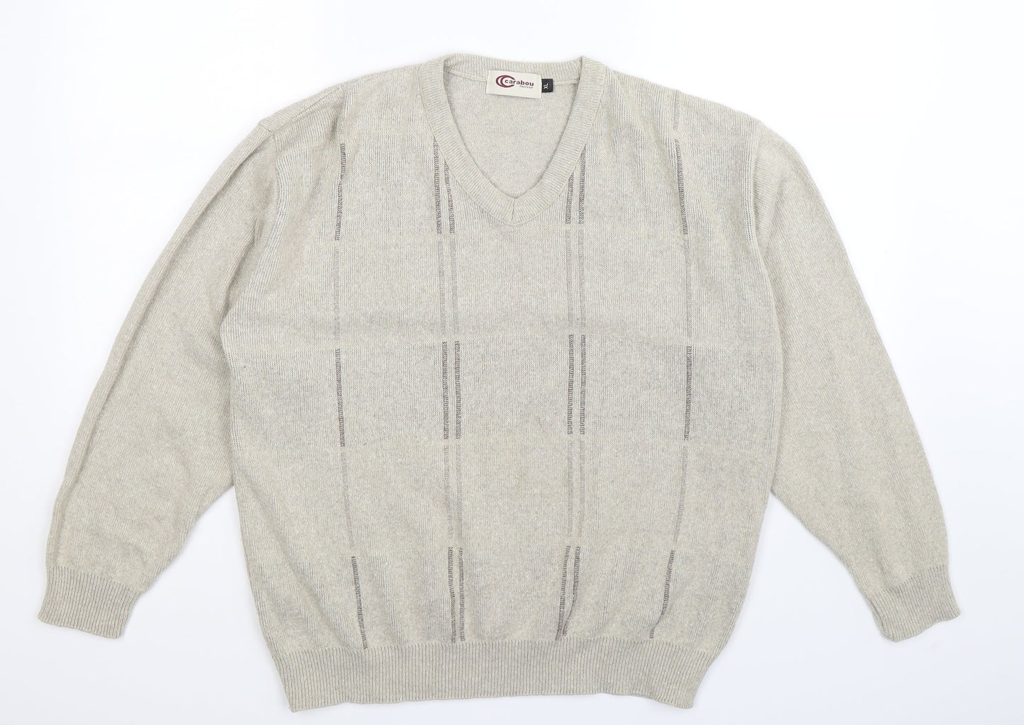 Carabou Womens Beige Striped Knit Pullover Jumper Size XL