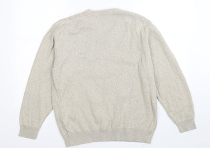 Carabou Womens Beige Striped Knit Pullover Jumper Size XL