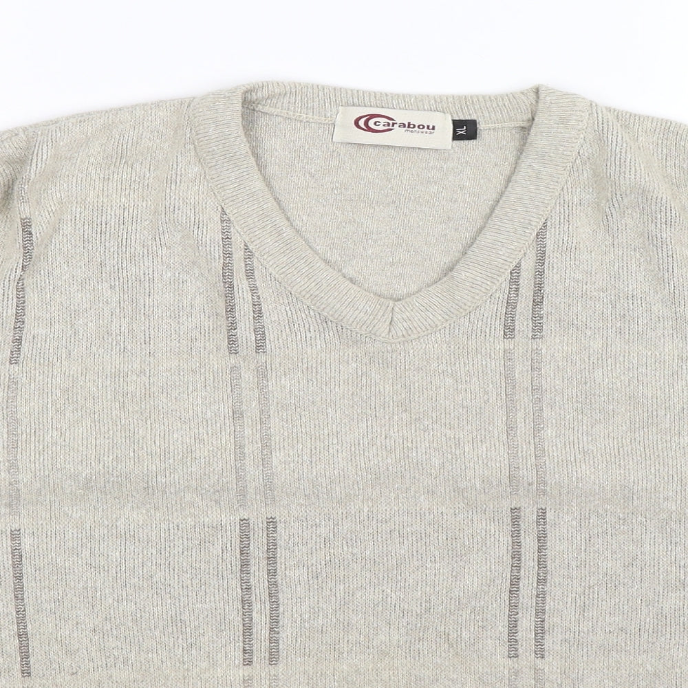 Carabou Womens Beige Striped Knit Pullover Jumper Size XL