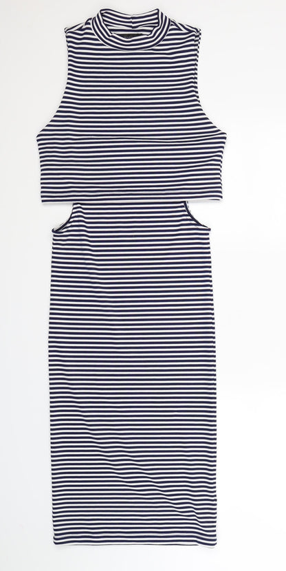 Topshop Womens Blue Striped  Bodycon  Size 10