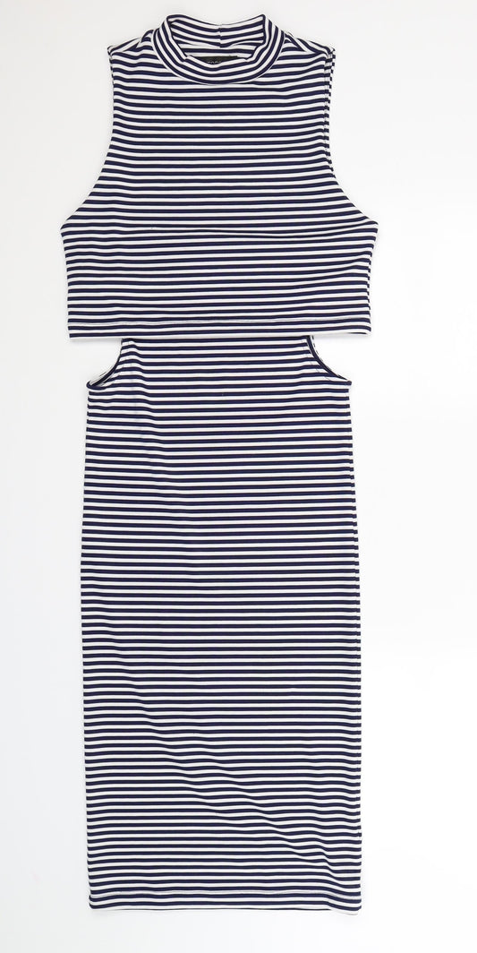 Topshop Womens Blue Striped  Bodycon  Size 10