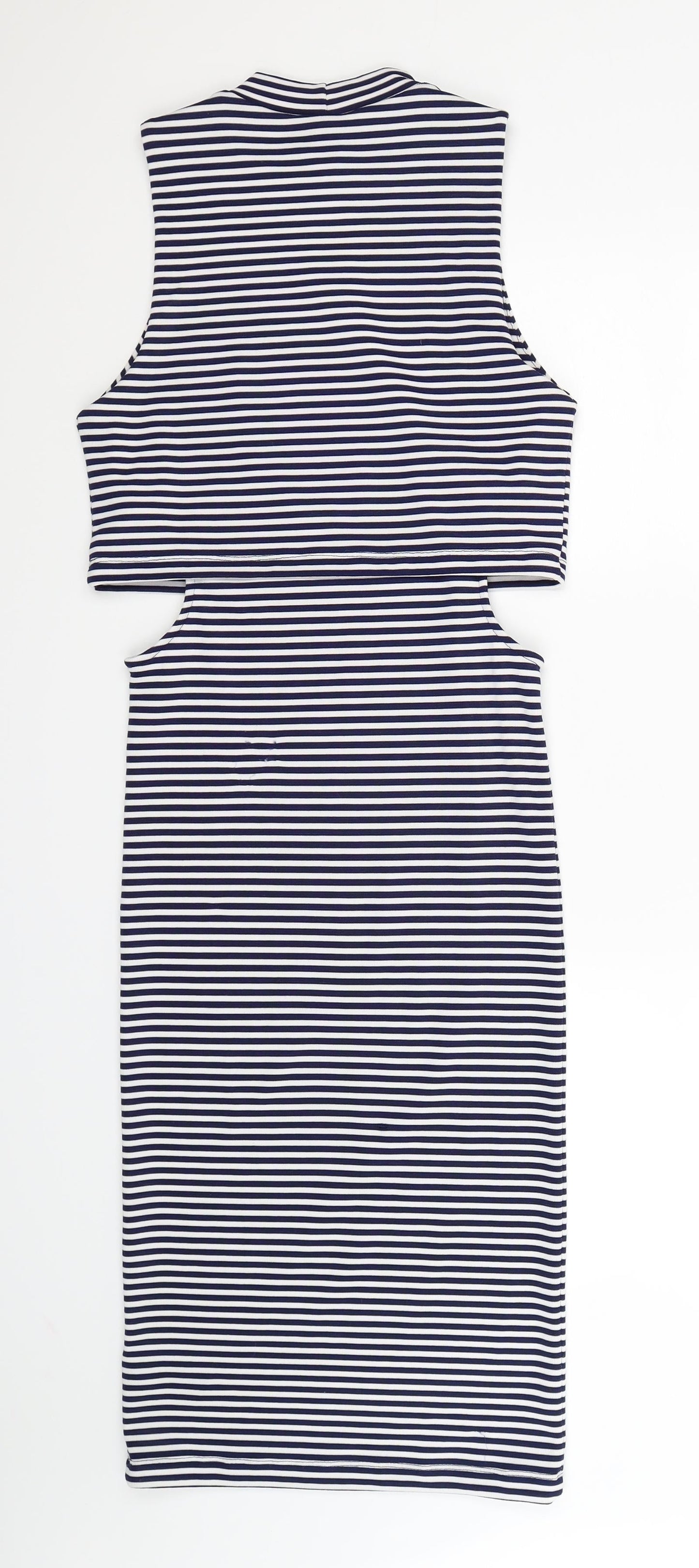 Topshop Womens Blue Striped  Bodycon  Size 10