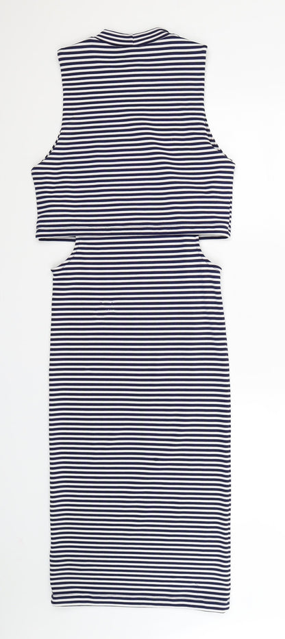 Topshop Womens Blue Striped  Bodycon  Size 10