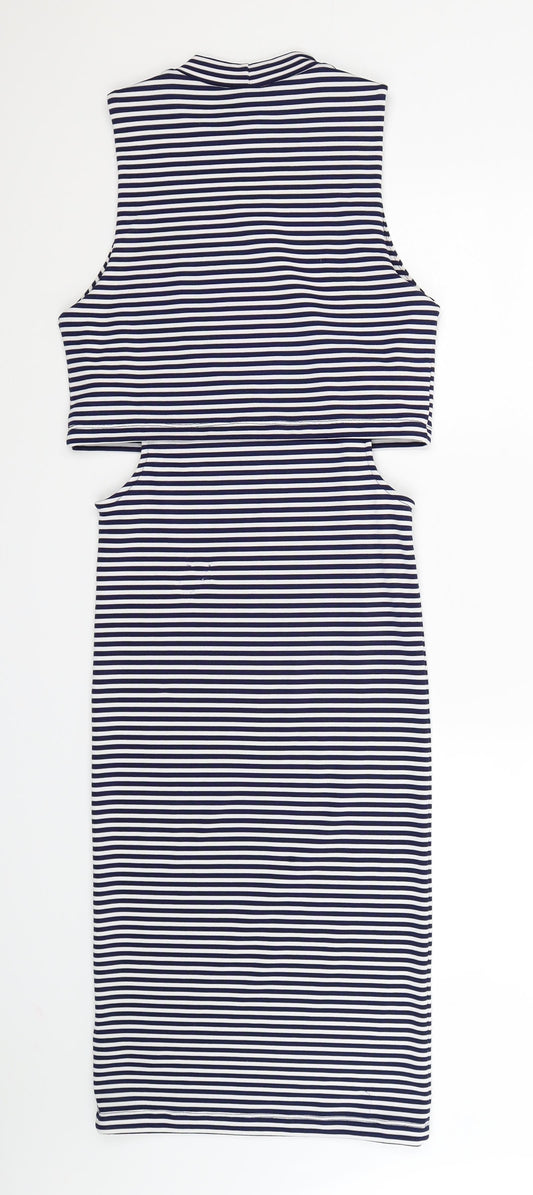 Topshop Womens Blue Striped  Bodycon  Size 10