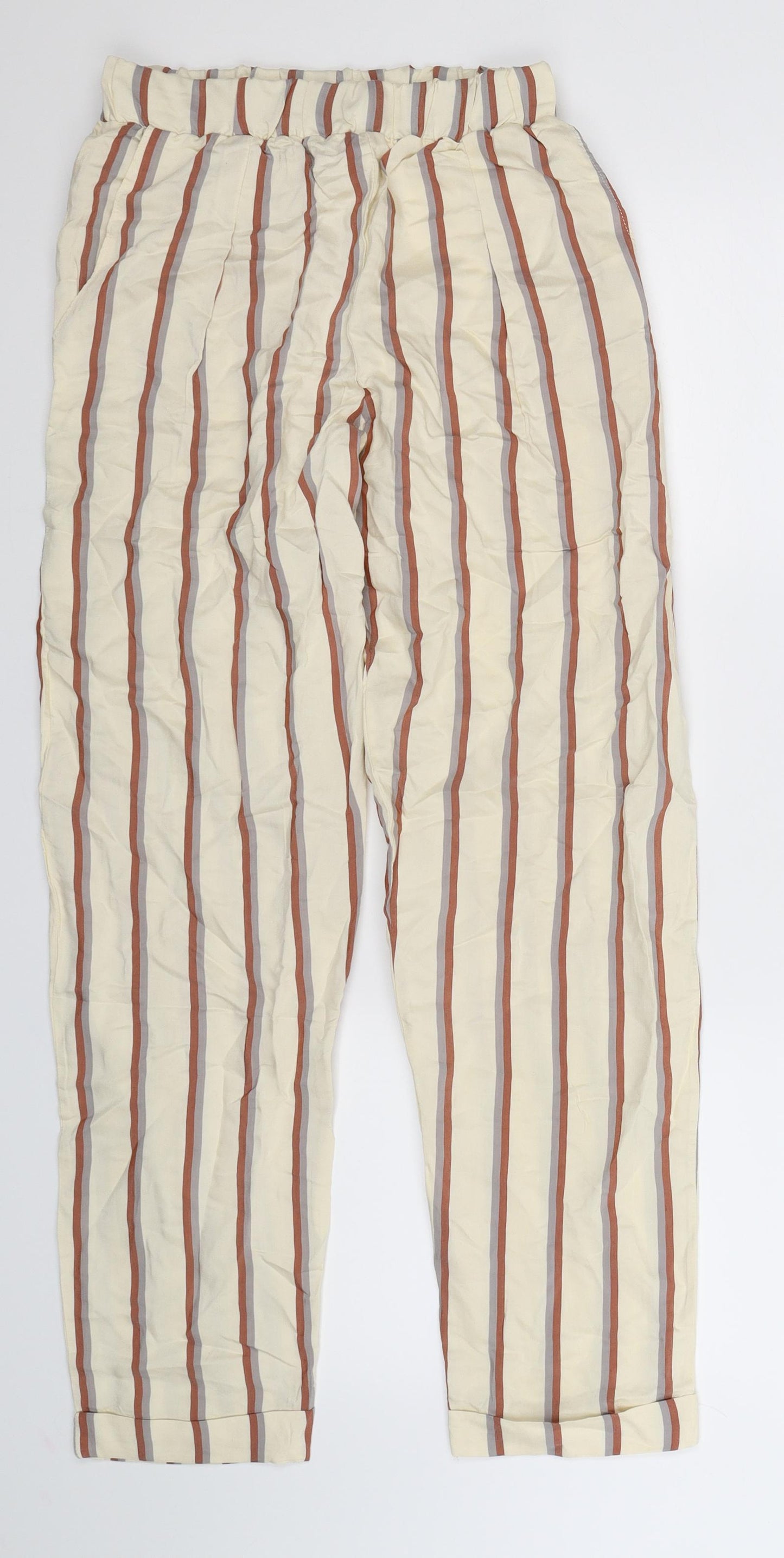 Womens UK Size M Preworn Regular Fit  Beige Trousers
