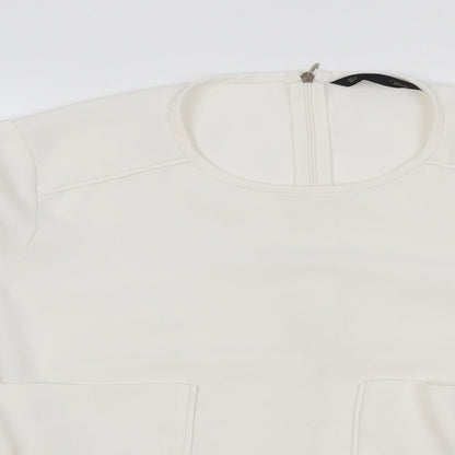 Womens UK Size M Sfera White Basic Blouse
