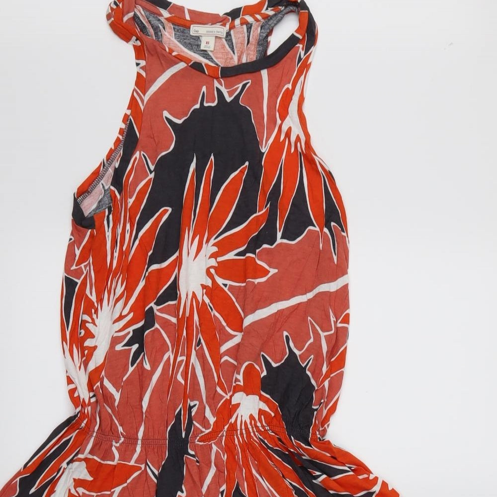 Gap Womens Orange Floral  A-Line  Size XS