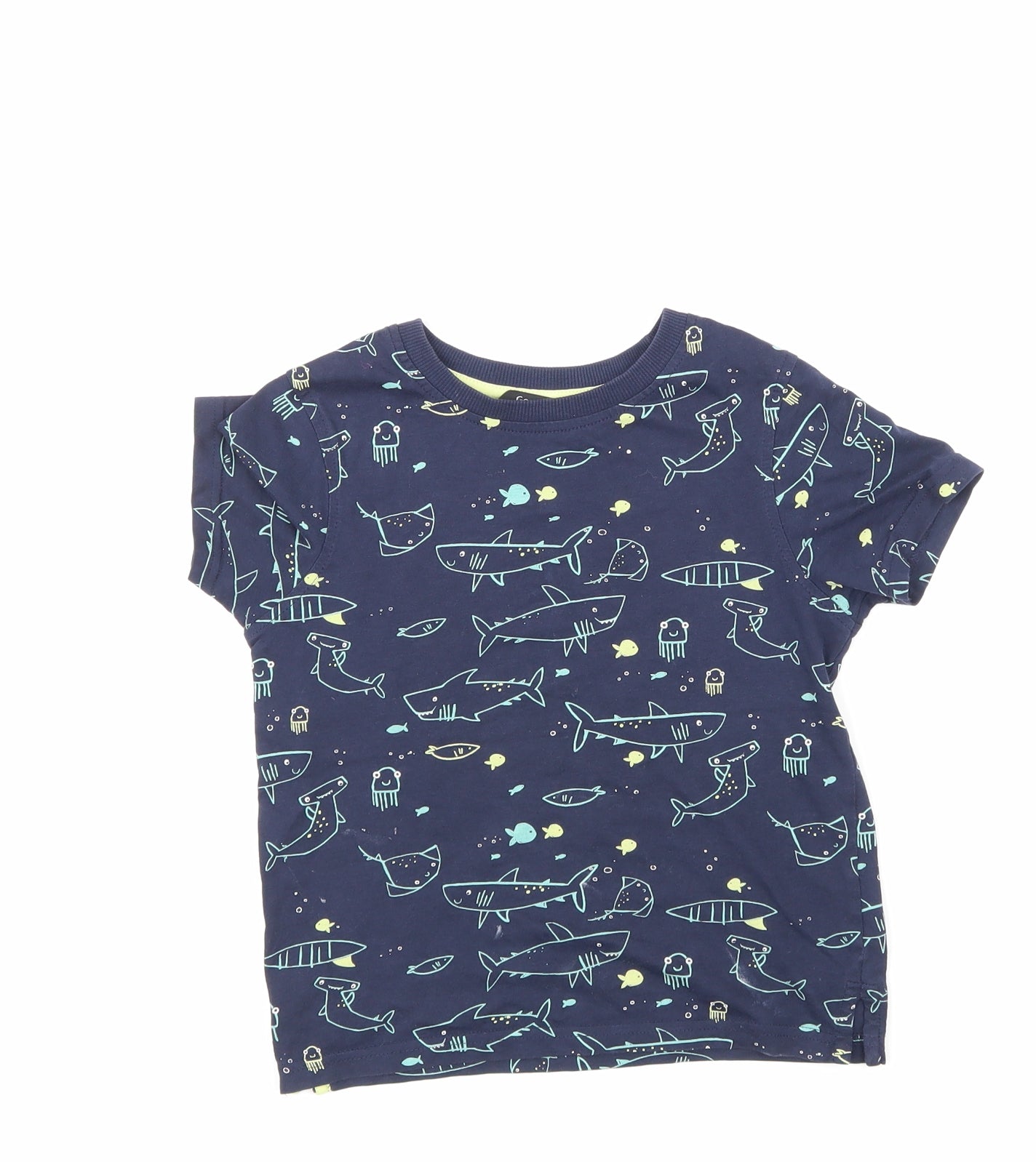 George Girls Blue Animal Print  Basic T-Shirt Size 3-4 Years