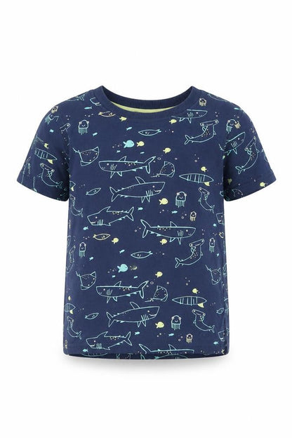 George Girls Blue Animal Print  Basic T-Shirt Size 3-4 Years