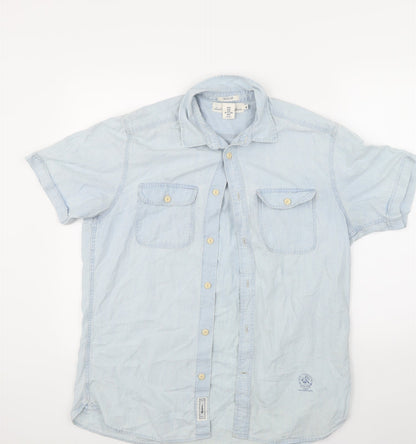 Womens UK Size M LOGG Blue Basic Button-Up