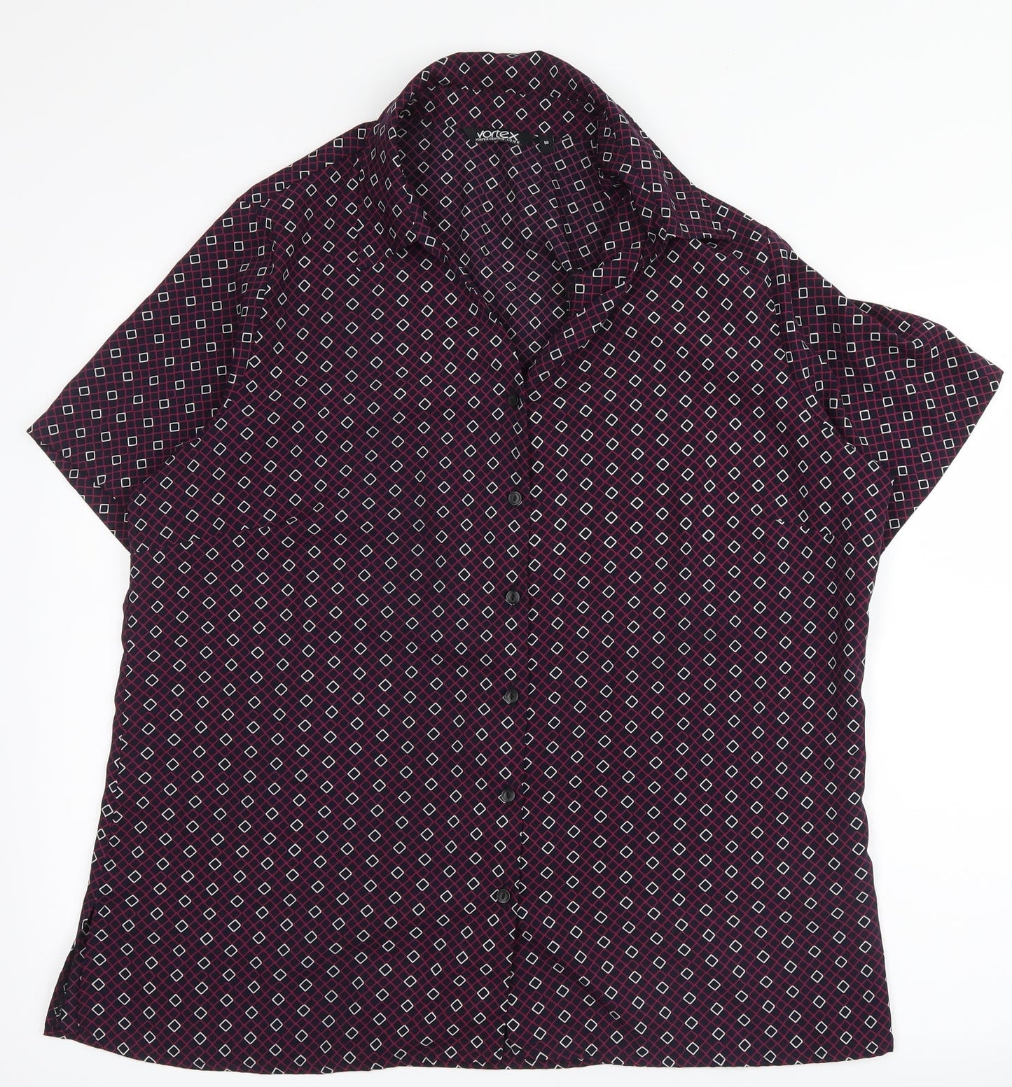 Womens UK Size 14 Vortex Purple Basic Button-Up