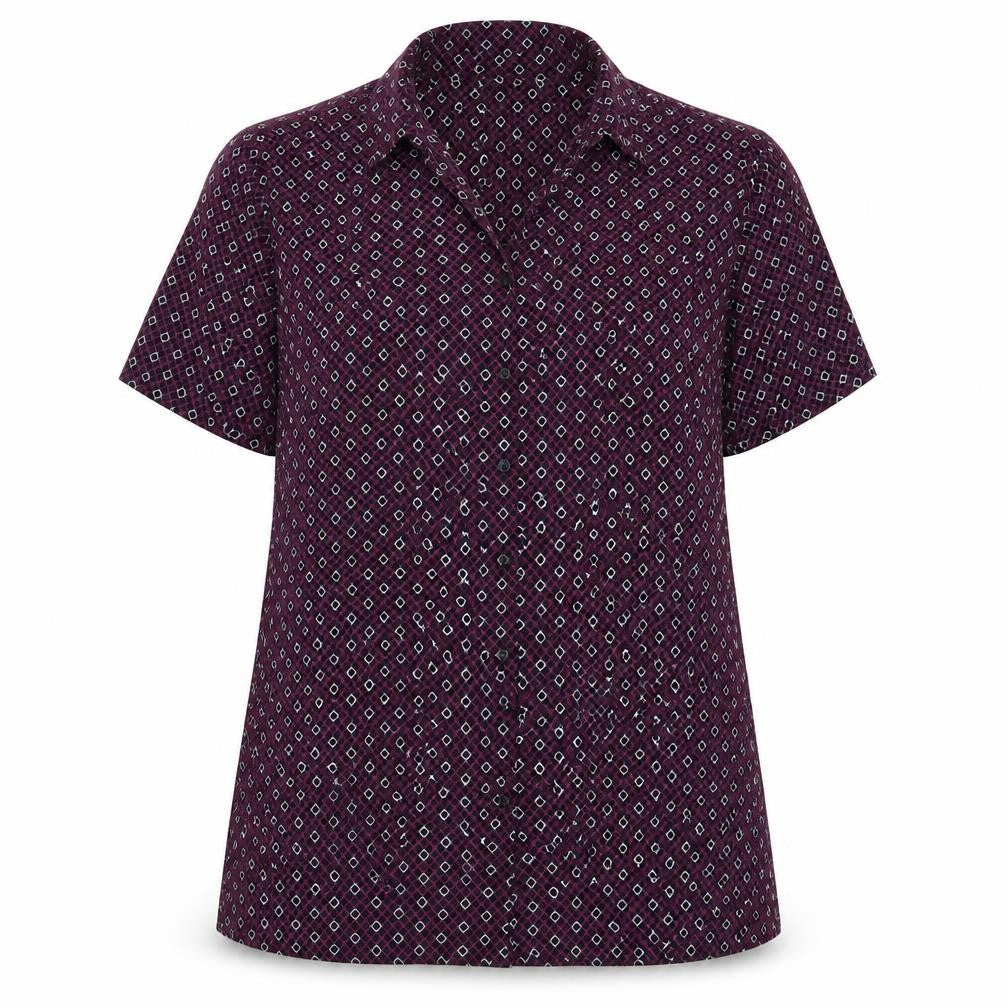 Womens UK Size 14 Vortex Purple Basic Button-Up