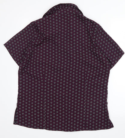 Womens UK Size 14 Vortex Purple Basic Button-Up