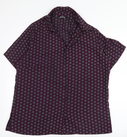 Womens UK Size 16 Vortex Purple Basic Button-Up