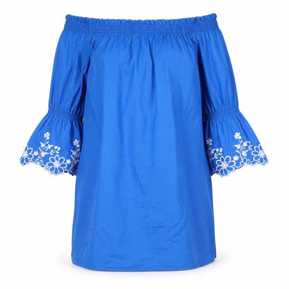 Womens UK Size 10 Papaya Blue Basic Blouse