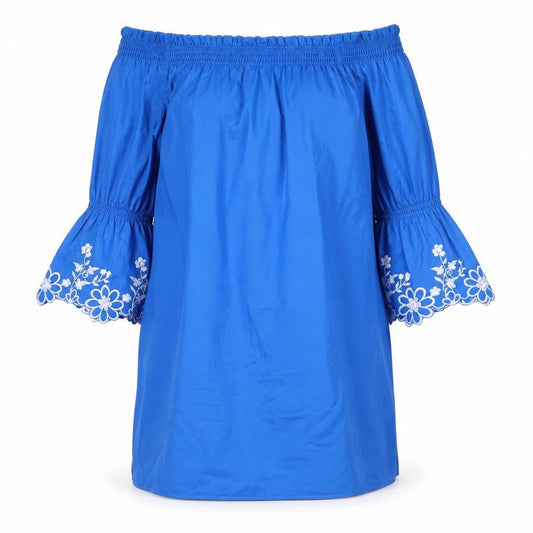 Womens UK Size 10 Papaya Blue Basic Blouse