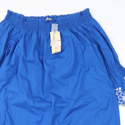 Womens UK Size 10 Papaya Blue Basic Blouse