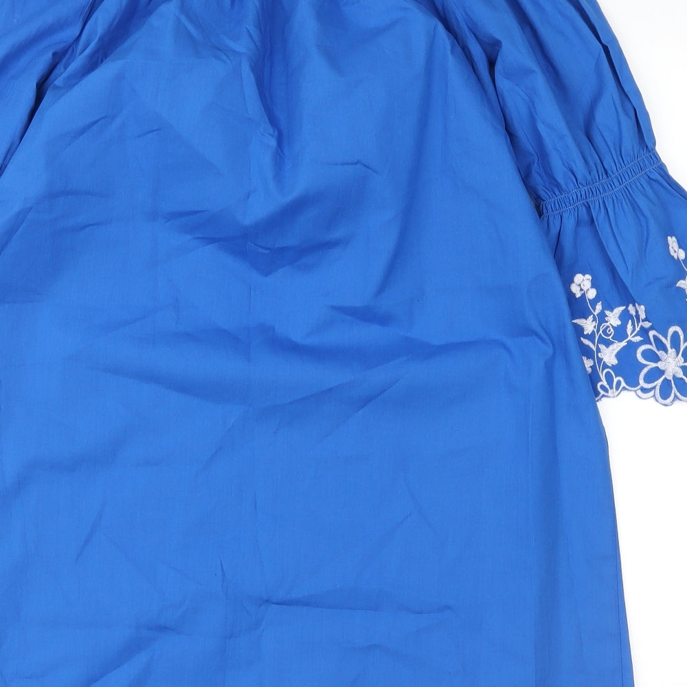 Womens UK Size 10 Papaya Blue Basic Blouse