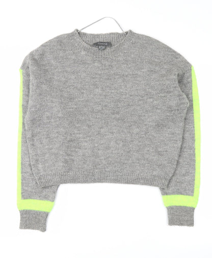 Primark Womens Grey   Pullover Sweatshirt Size S  - stripe on sleeves