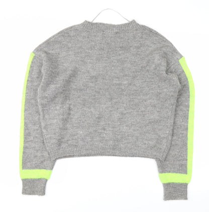 Primark Womens Grey   Pullover Sweatshirt Size S  - stripe on sleeves