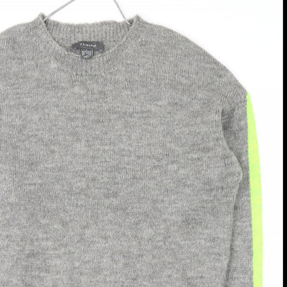 Primark Womens Grey   Pullover Sweatshirt Size S  - stripe on sleeves