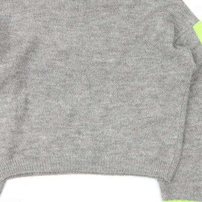 Primark Womens Grey   Pullover Sweatshirt Size S  - stripe on sleeves