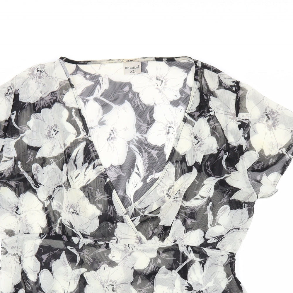 Womens UK Size XL Reflections Black Basic Blouse