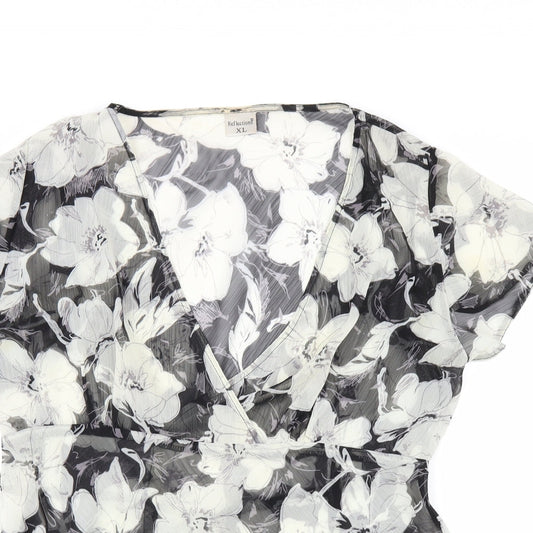 Womens UK Size XL Reflections Black Basic Blouse
