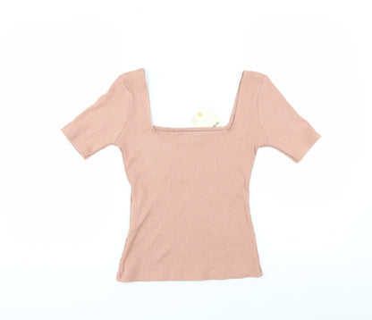 Womens UK Size L Pull&Bear Pink Cropped T-Shirt
