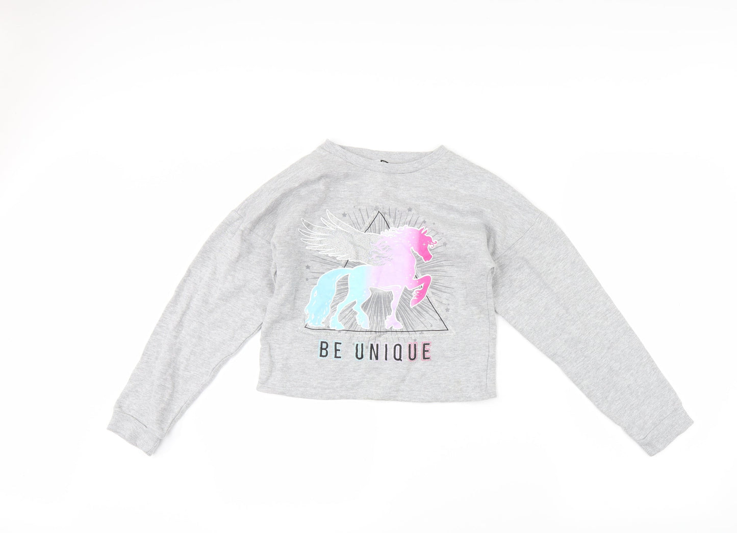 pep & Co Girls Grey   Pullover Sweatshirt Size 10-11 Years  - Unicorn