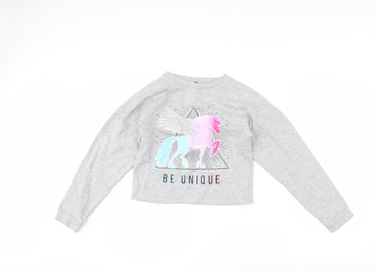 pep & Co Girls Grey   Pullover Sweatshirt Size 10-11 Years  - Unicorn