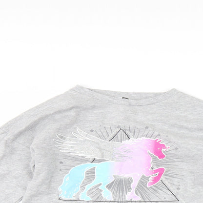 pep & Co Girls Grey   Pullover Sweatshirt Size 10-11 Years  - Unicorn