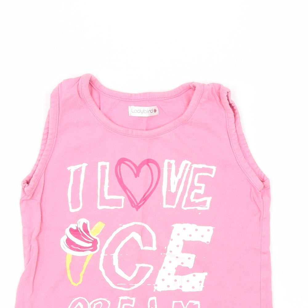 Ladybird Girls Pink   Basic Tank Size 6-7 Years  - i love icecream