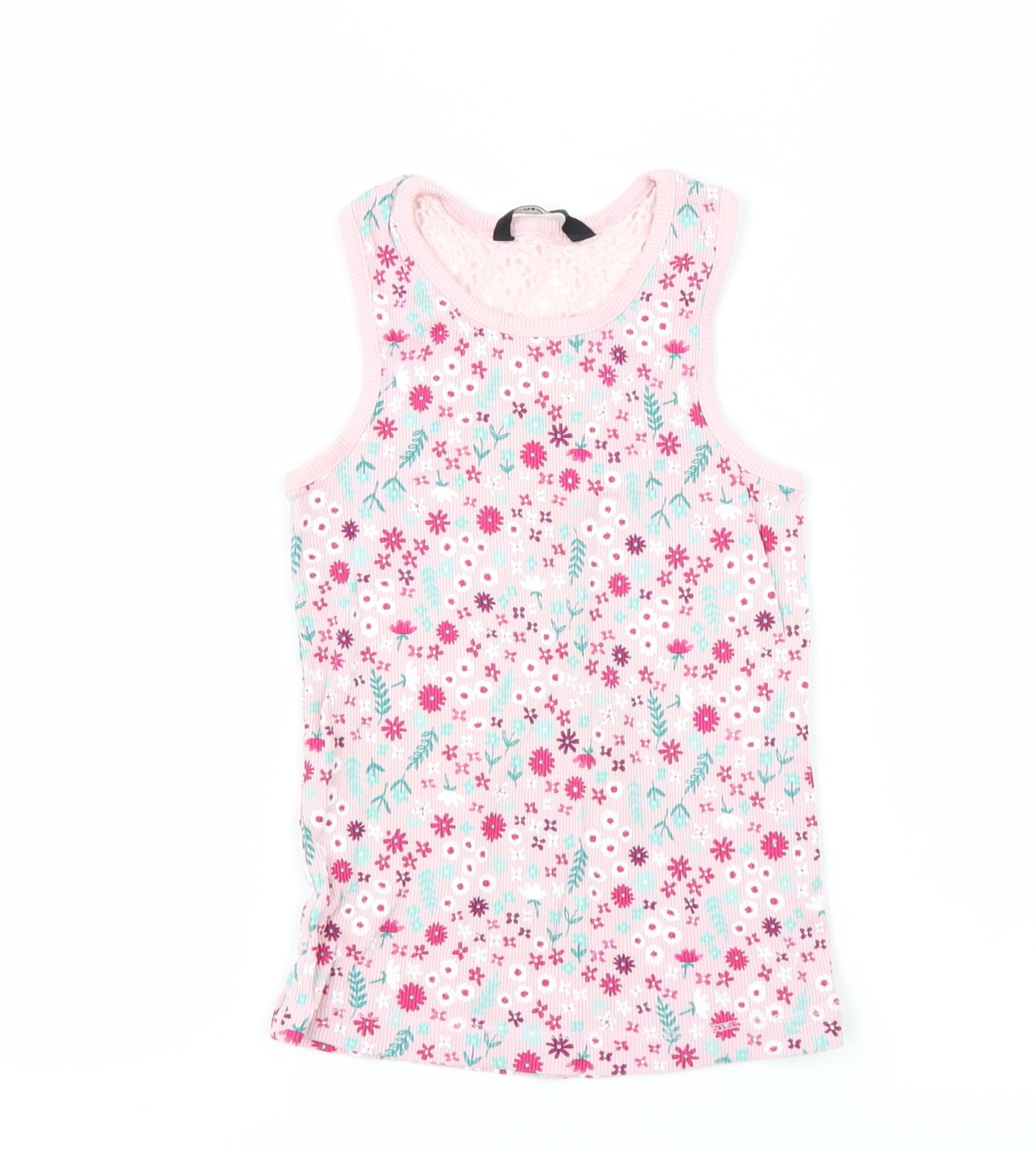 George Girls Pink Floral  Basic Tank Size 6-7 Years