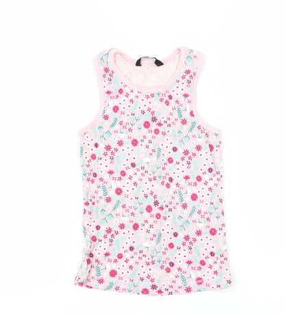 George Girls Pink Floral  Basic Tank Size 6-7 Years