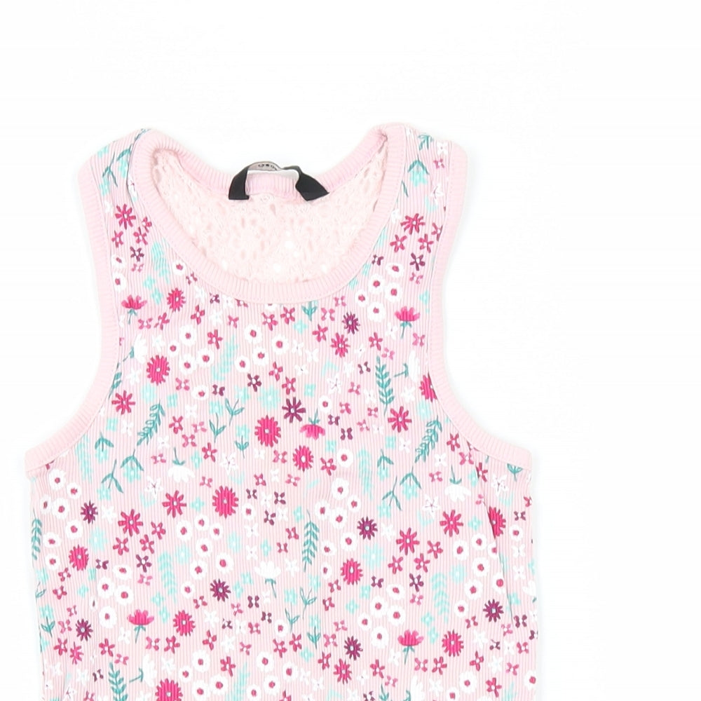 George Girls Pink Floral  Basic Tank Size 6-7 Years