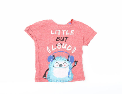George Boys Red   Basic T-Shirt Size 3-4 Years  - monster