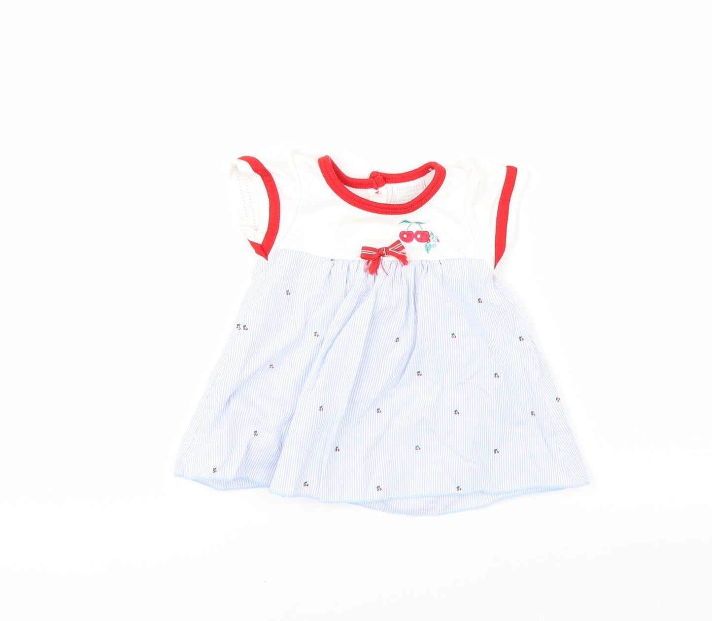 Aardvark Girls Blue Striped  A-Line  Size 6-9 Months  - cherries