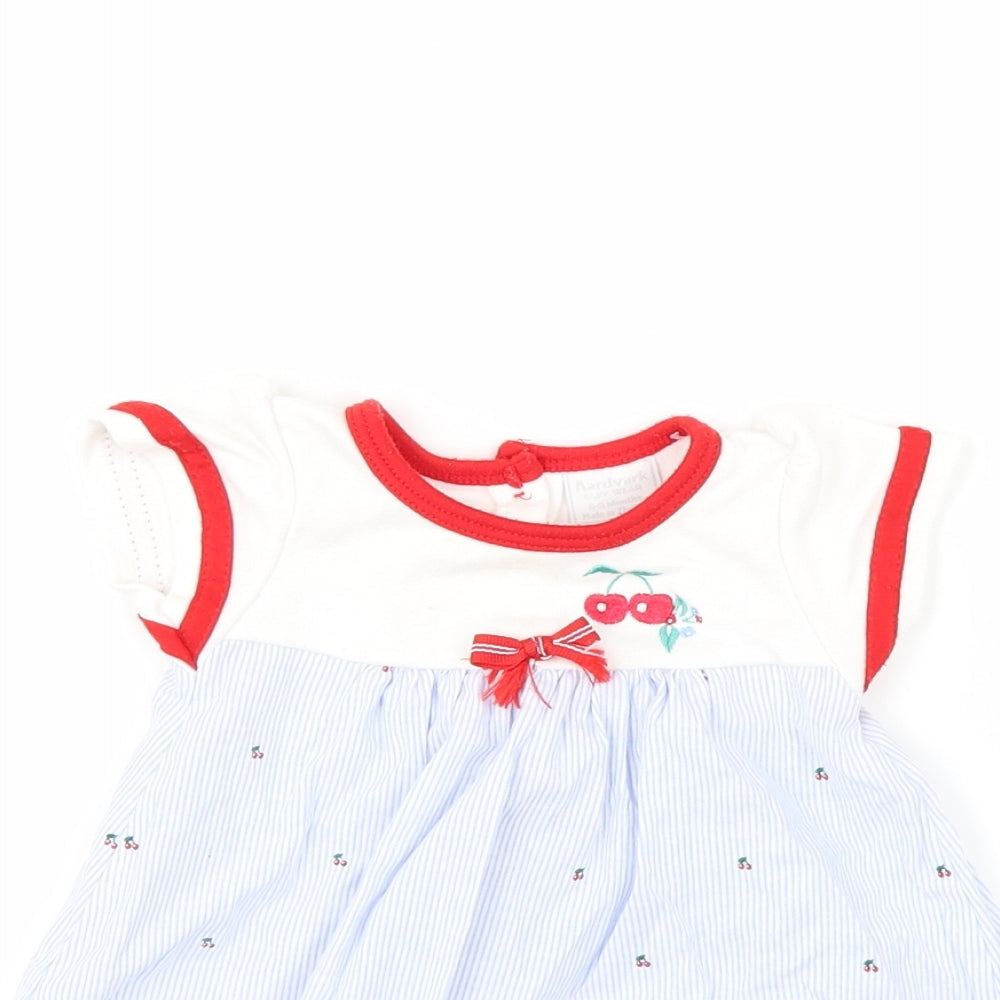 Aardvark Girls Blue Striped  A-Line  Size 6-9 Months  - cherries