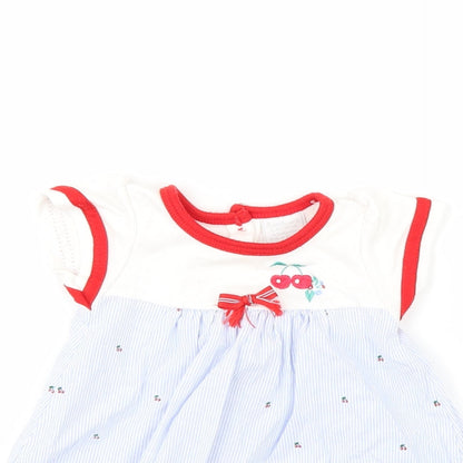 Aardvark Girls Blue Striped  A-Line  Size 6-9 Months  - cherries
