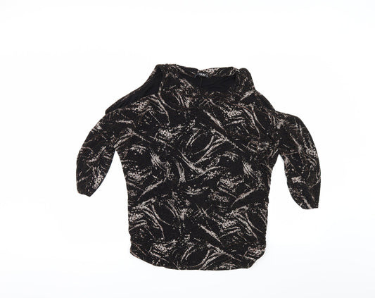 Quiz Womens Black Polka Dot  Basic T-Shirt Size 12  - Cut Out Shoulder