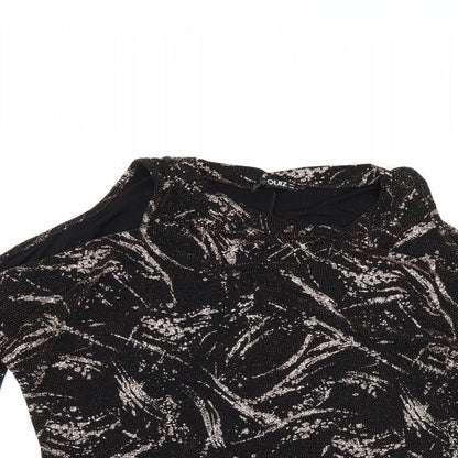 Quiz Womens Black Polka Dot  Basic T-Shirt Size 12  - Cut Out Shoulder