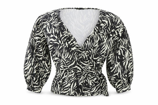 i aw it first Womens White Striped  Wrap T-Shirt Size 6